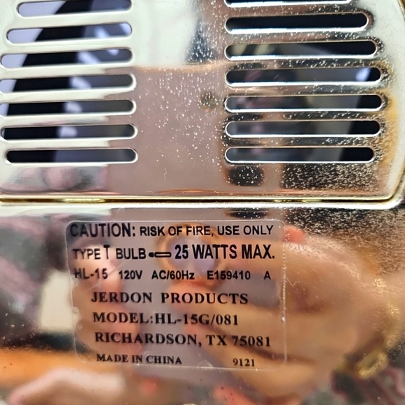 Jerdon Halo Lighted Makeup Mirror Gold MCM 5X Magnifying Fog Free, Vintage,Used - Picture 5 of 7